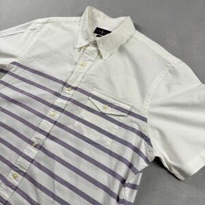 Ralph Lauren Mens XL Purple White Striped Slim Fit Oxford Button Up Shirt